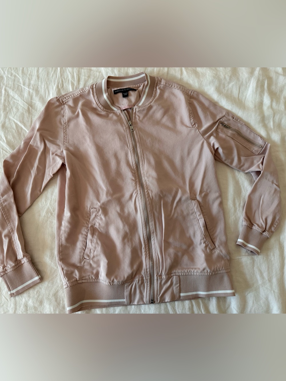 Harlowe & Graham Light Pink Tencel Bomber Style Jacket - Sise XS